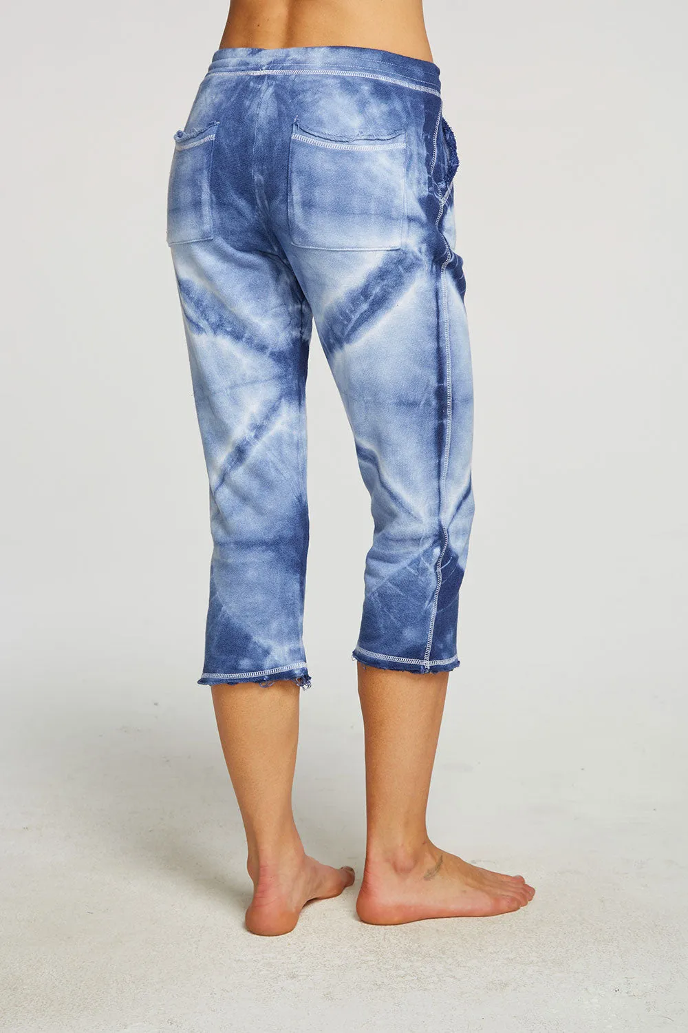 Linen French Terry Cropped Relaxed Raw Edge Jogger