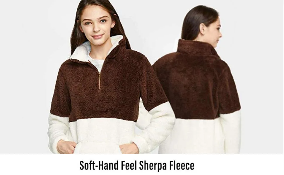 Long Sleeve Sherpa Pullover, Quarter Zip Fleece