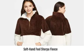 Long Sleeve Sherpa Pullover, Quarter Zip Fleece