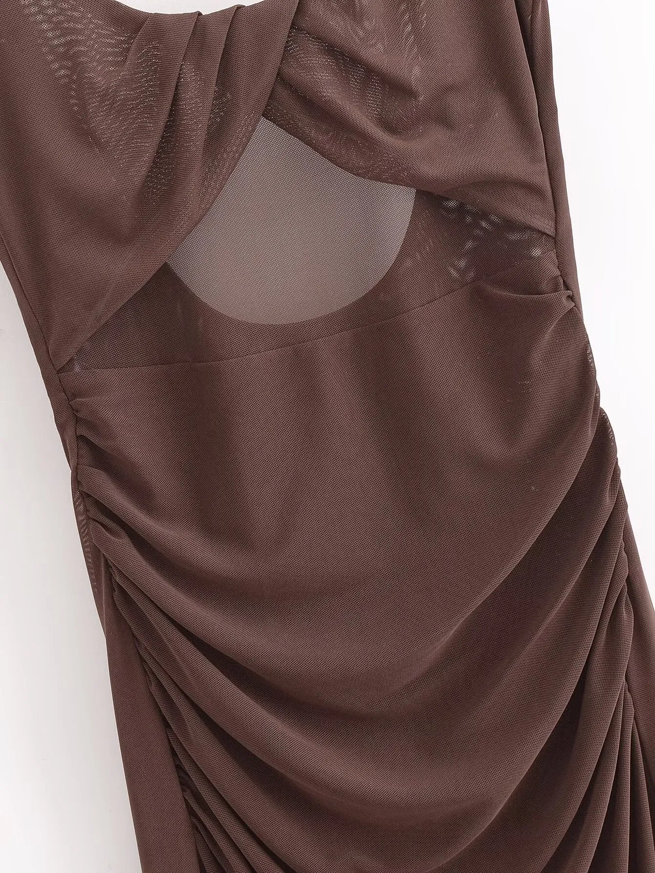 Low Back Sheer Cut Out Ruched Bodycon Dress