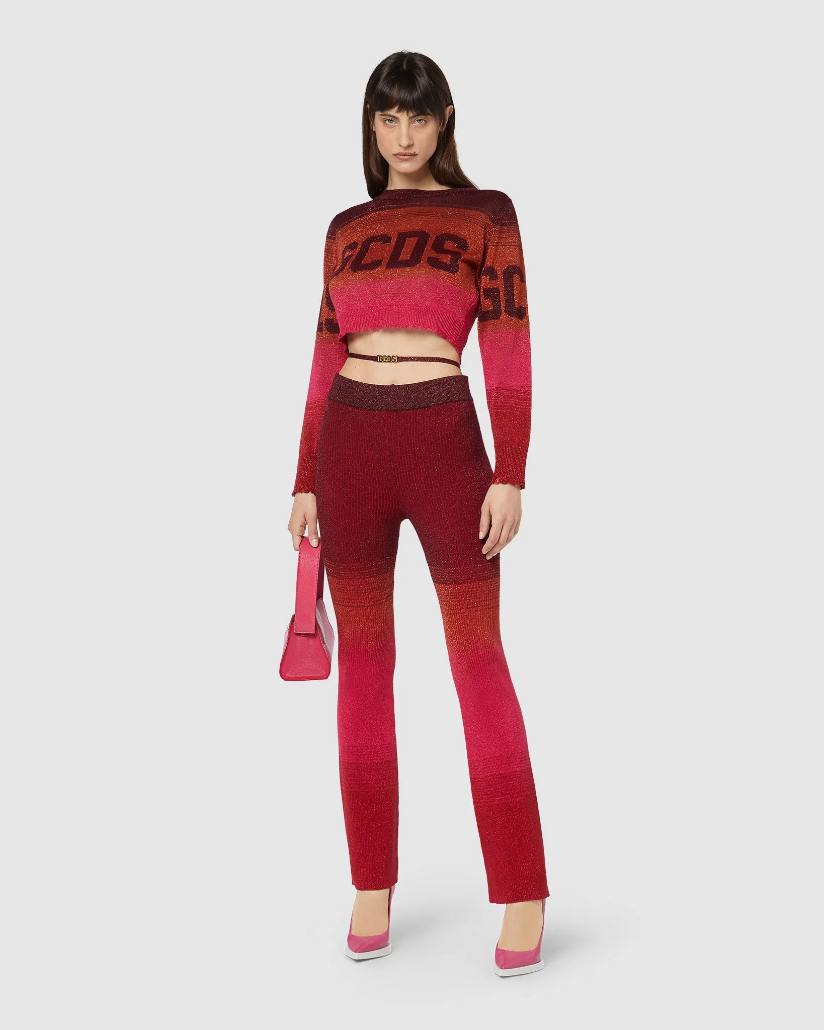 Lurex degradé knit trousers