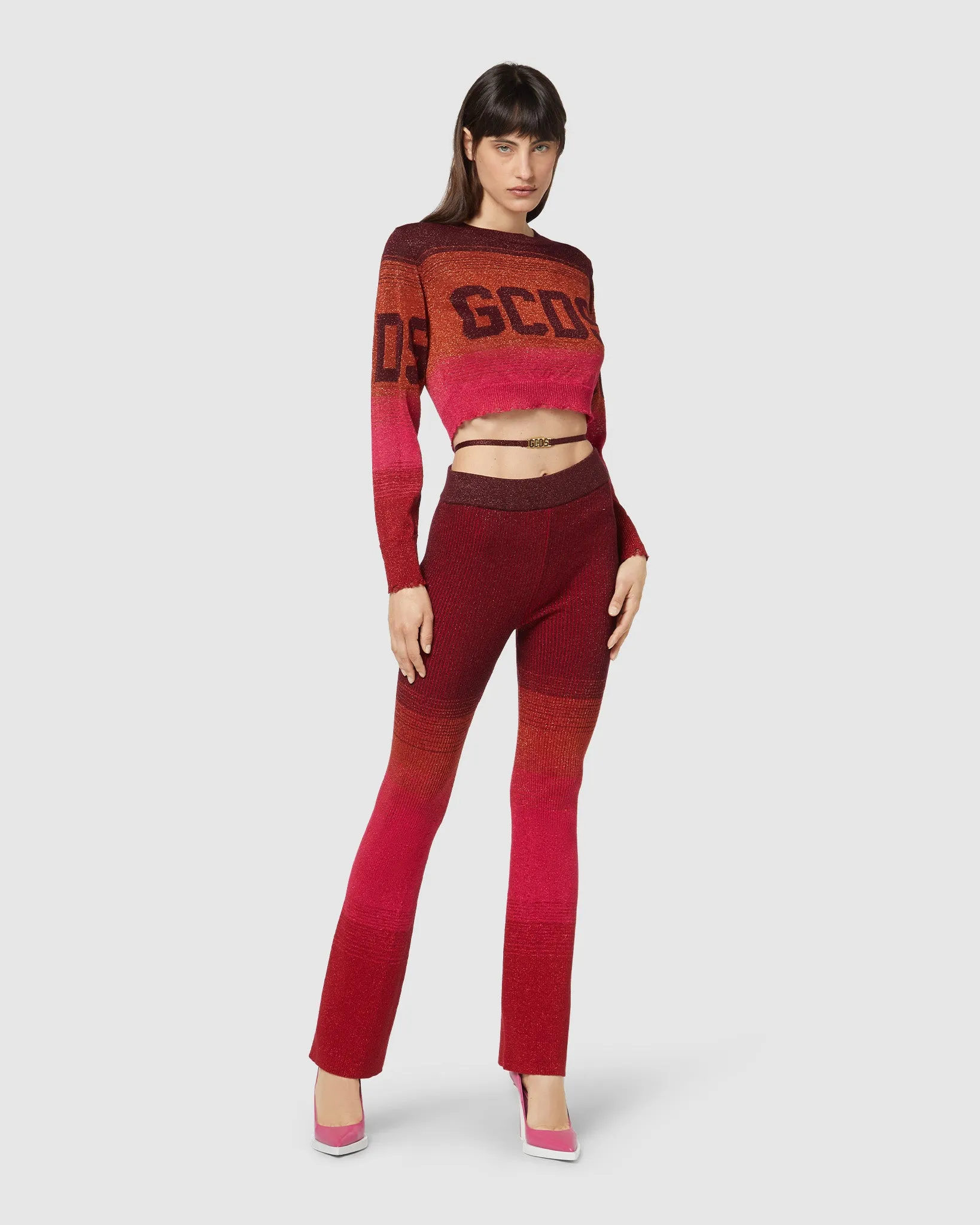 Lurex degradé knit trousers