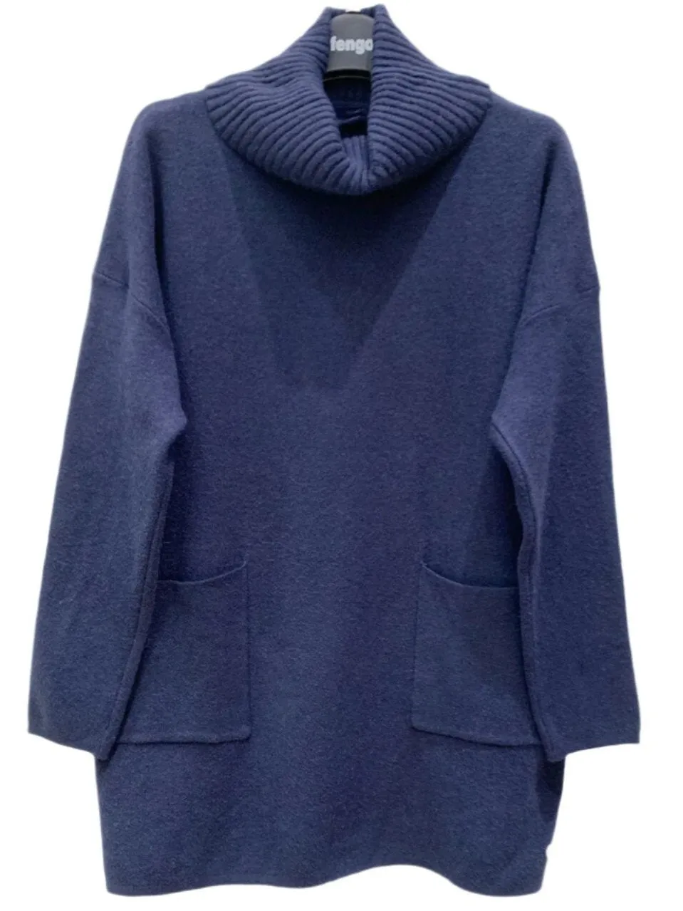 Made In Italy Turtleneck Sweater With Pockets One Size