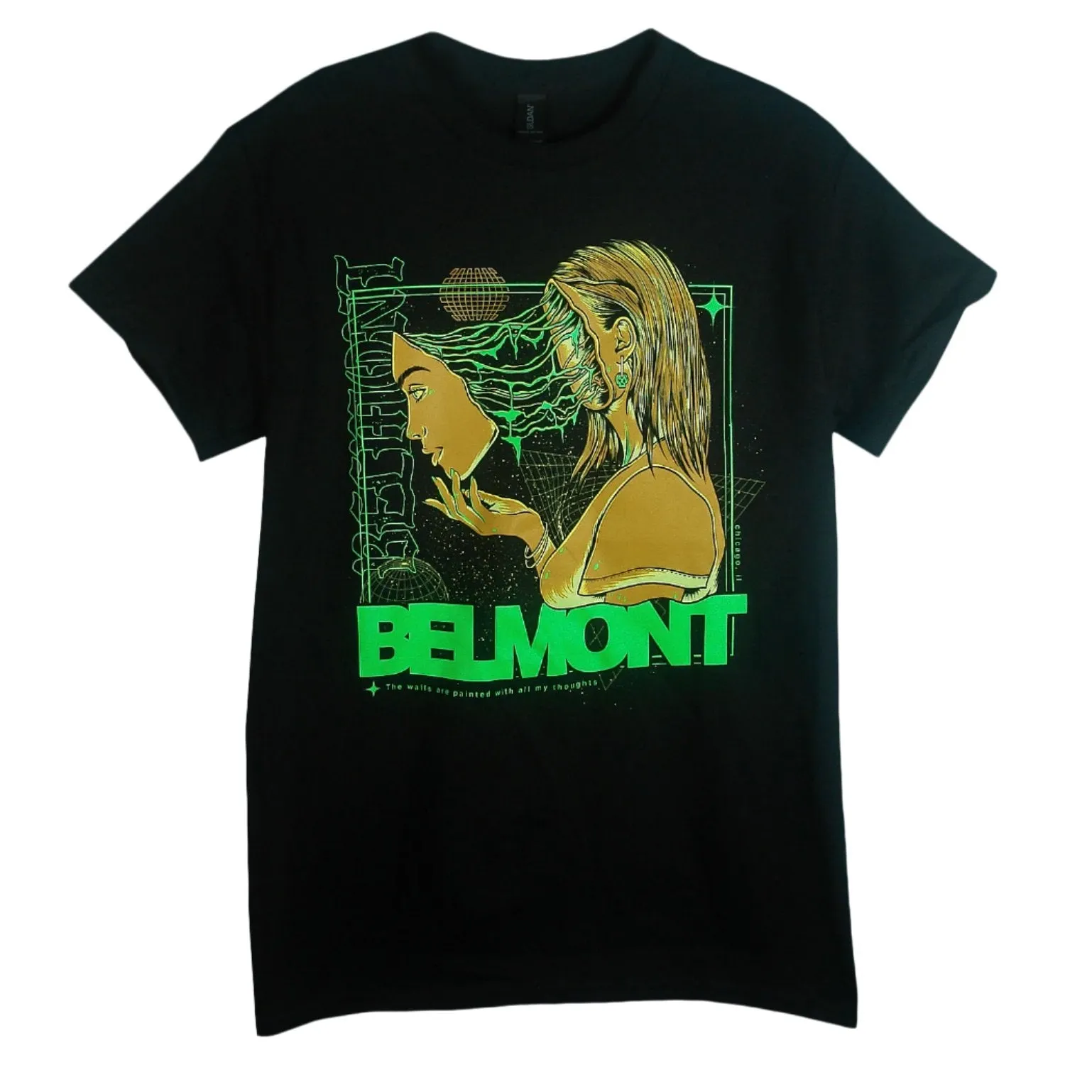 Mask (Neon Green Print) Black - T-Shirt