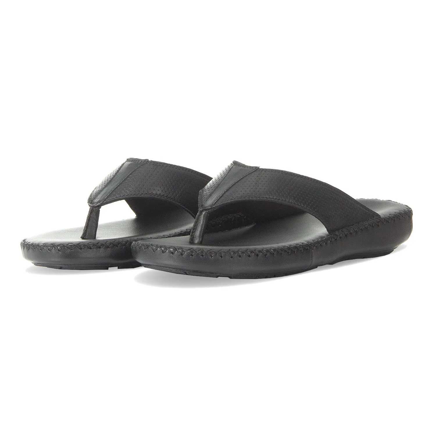 Men's Black Leather toe post