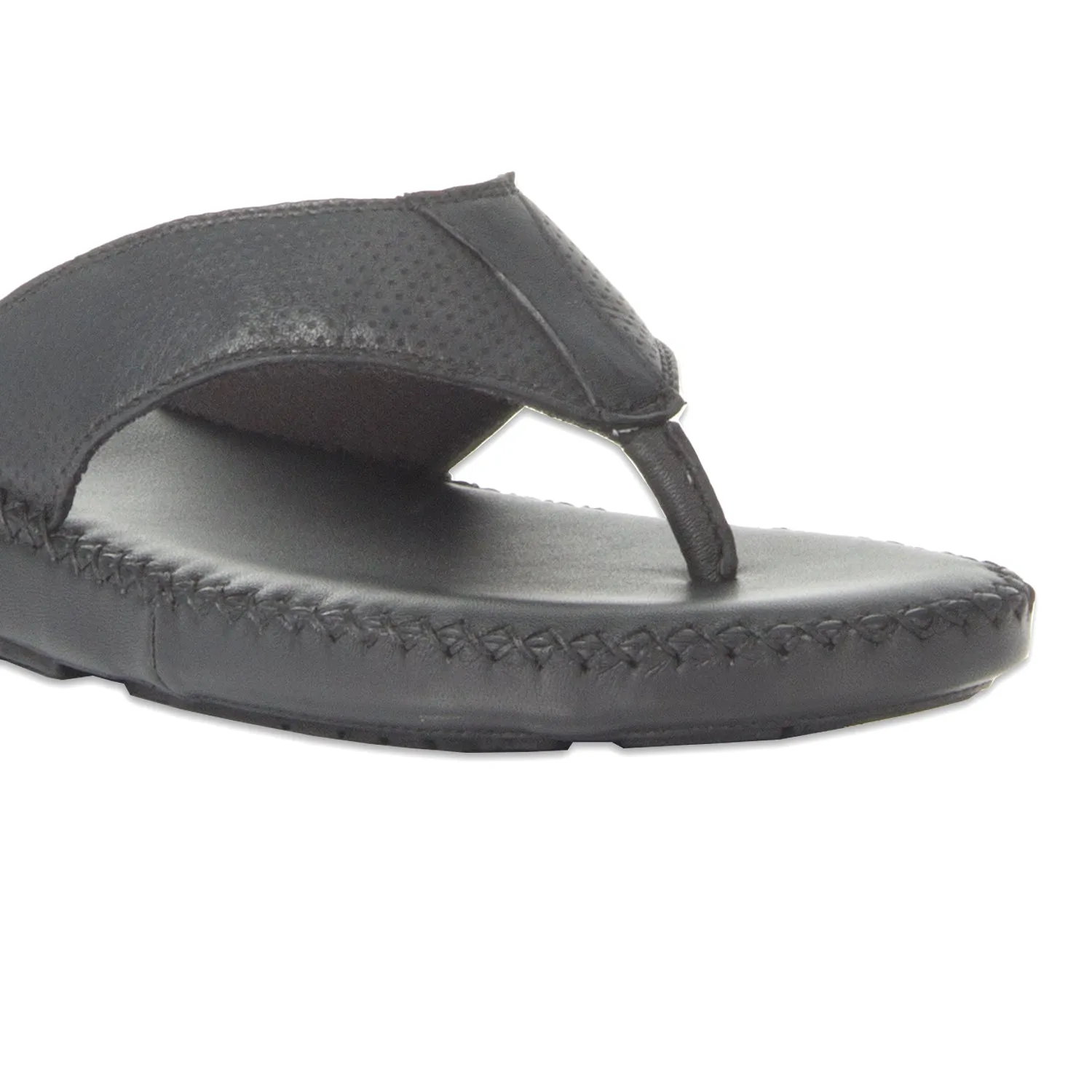 Men's Black Leather toe post