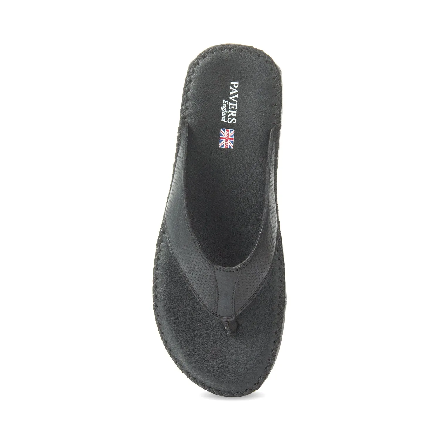 Men's Black Leather toe post