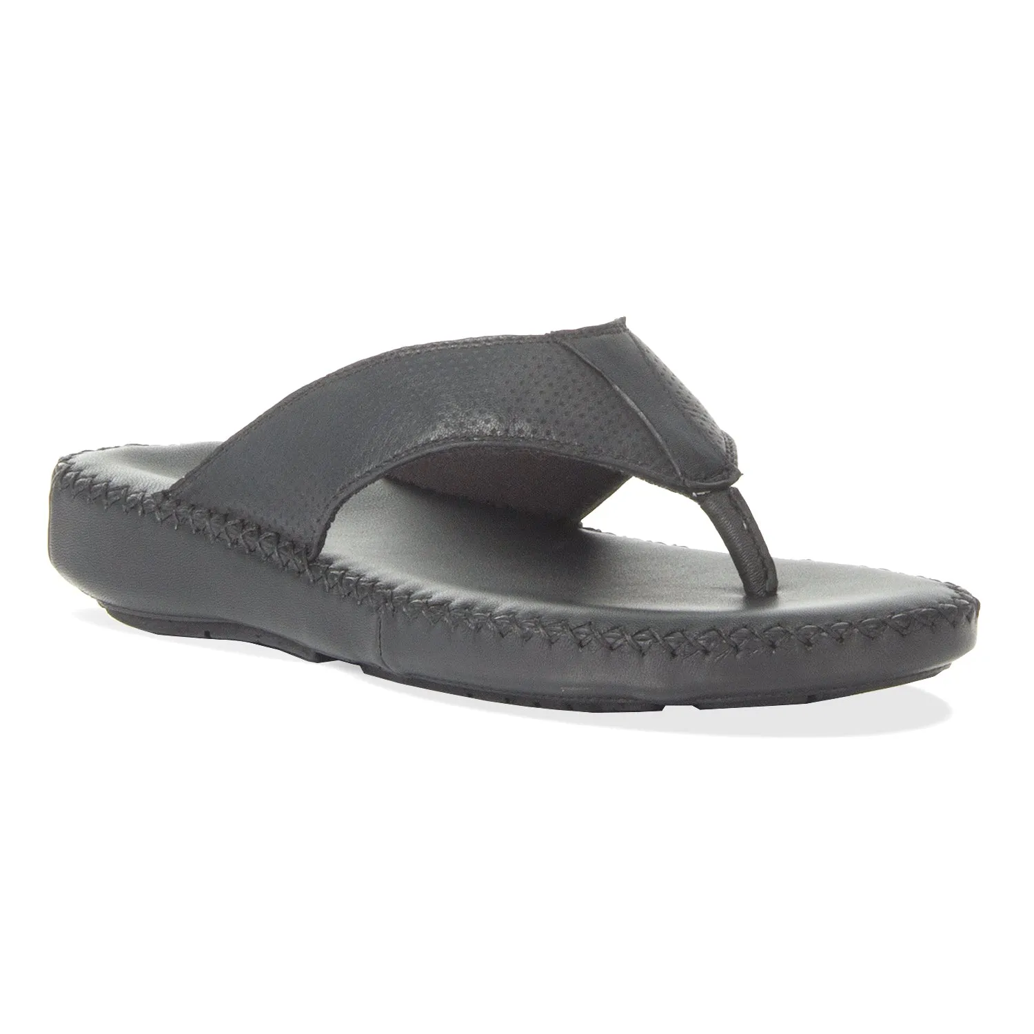 Men's Black Leather toe post