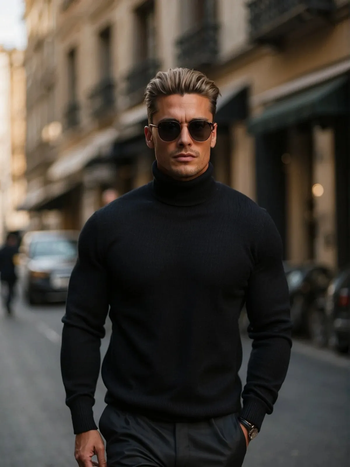 Men's cotton turtleneck sweater - soft and high quality