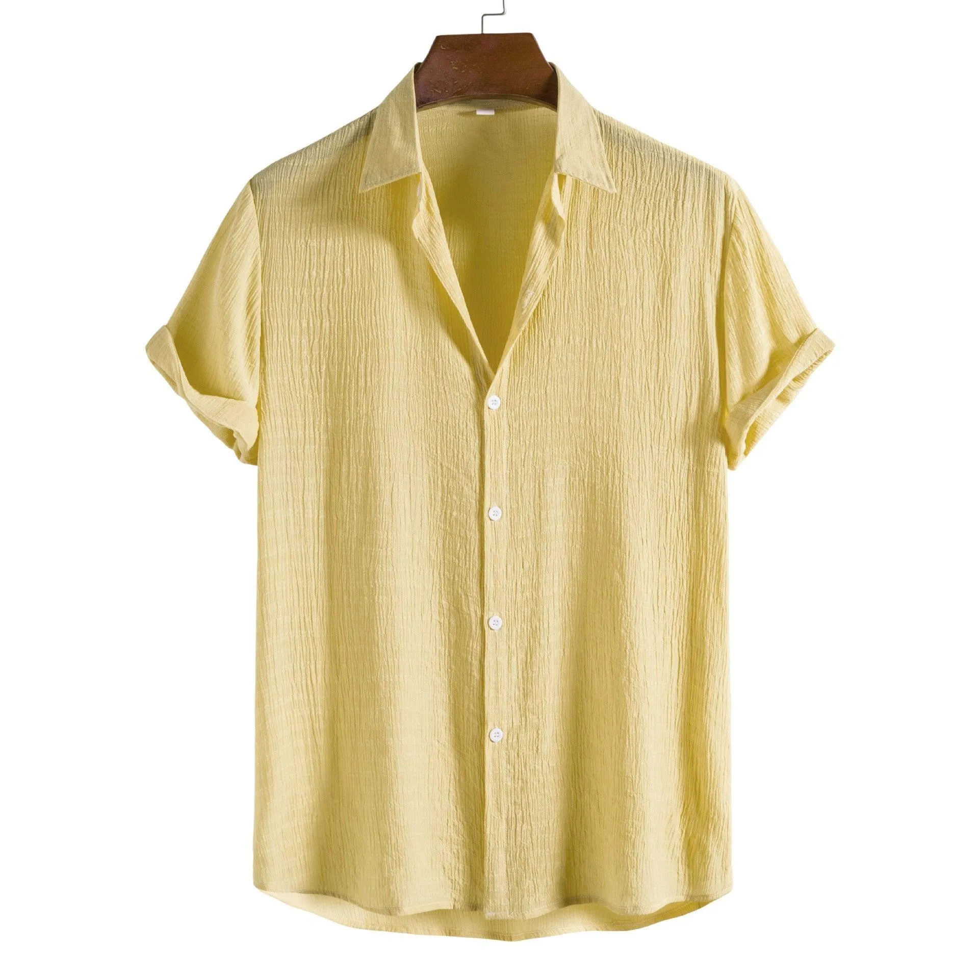 Men's Fashion Solid Color Dark Cell Short Sleeve Shirt