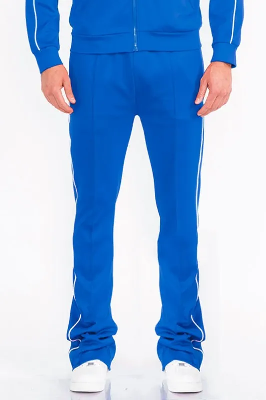 Mens Orange Side Pipe Stacked Flare Pants