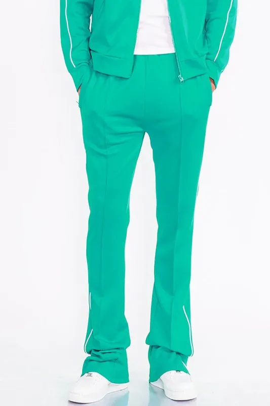 Mens Orange Side Pipe Stacked Flare Pants