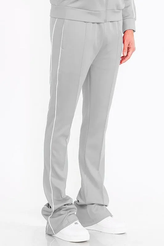 Mens Orange Side Pipe Stacked Flare Pants