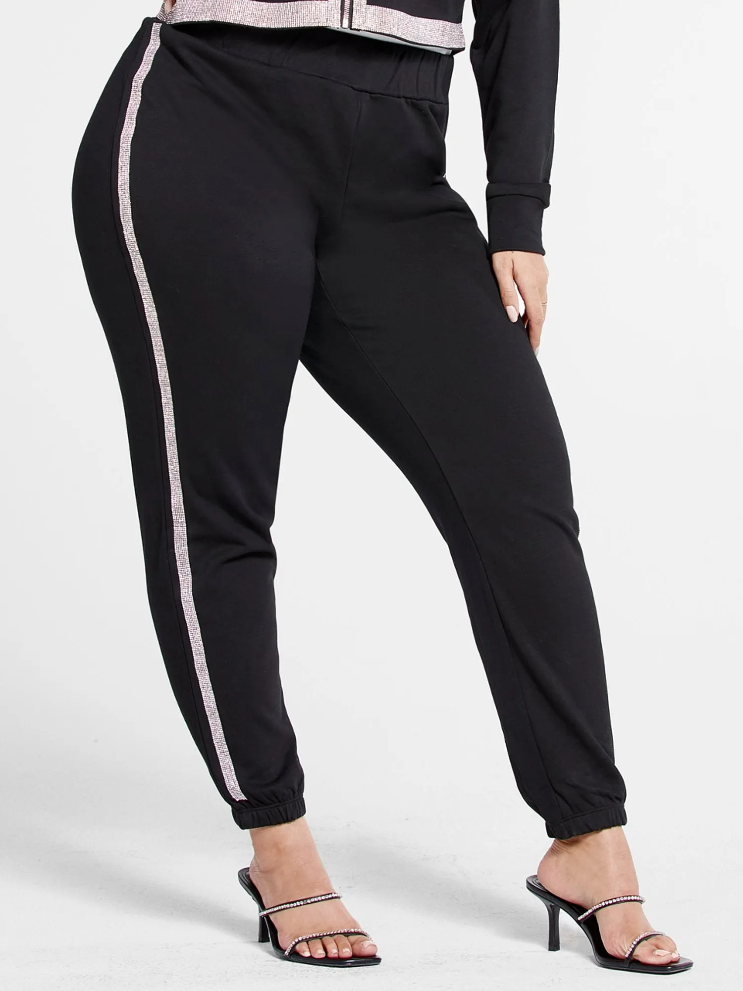 Michelle Rhinestone Trim Joggers