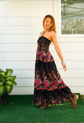 Midnight Bloom Tiered SunDress Maxi Dress