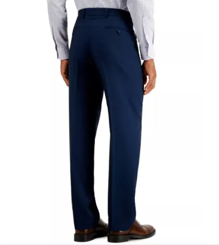 Nautica Mens Slim fit Dress Pants 42 / 36 Blue Birdseye Stretch