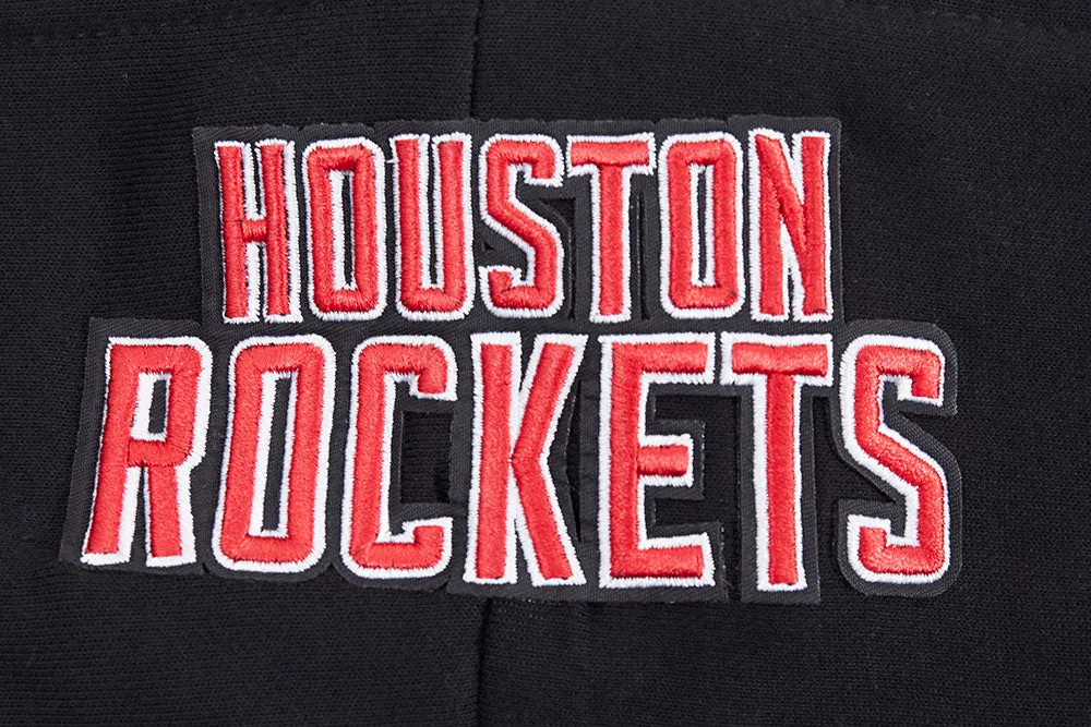 NBA HOUSTON ROCKETS SCRIPT TAIL WOMEN'S RIB FLC CROPPED PO HOODIE (BLACK/RED/BLACK)