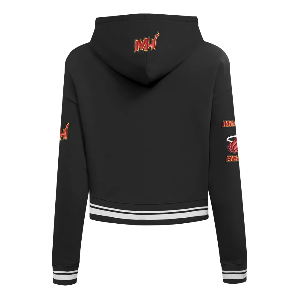 NBA MIAMI HEAT RETRO CLASSIC WOMEN'S CROPPED PO HOODIE (BLACK)