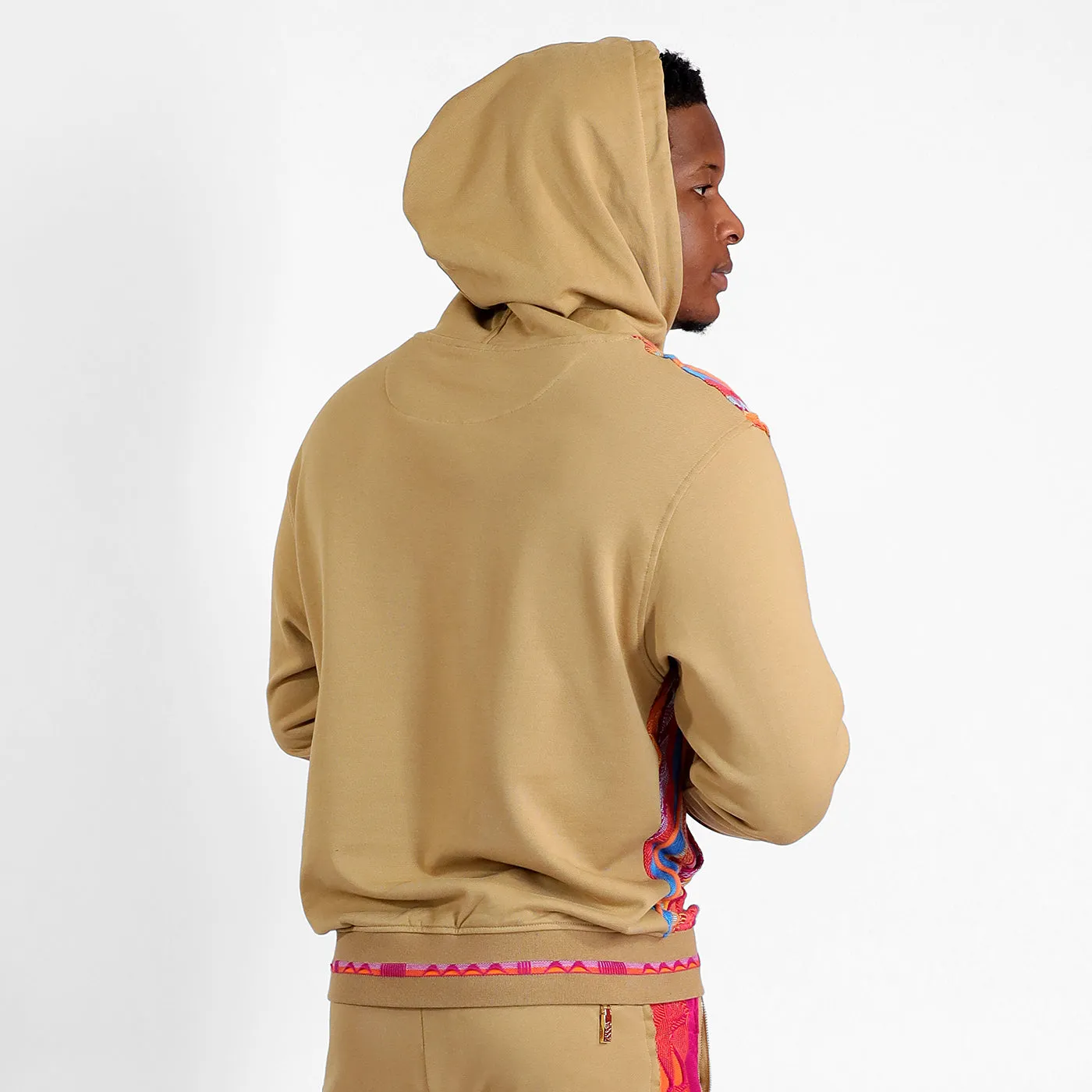 New -COOGI Sweater Pieced Hoody in Khaki