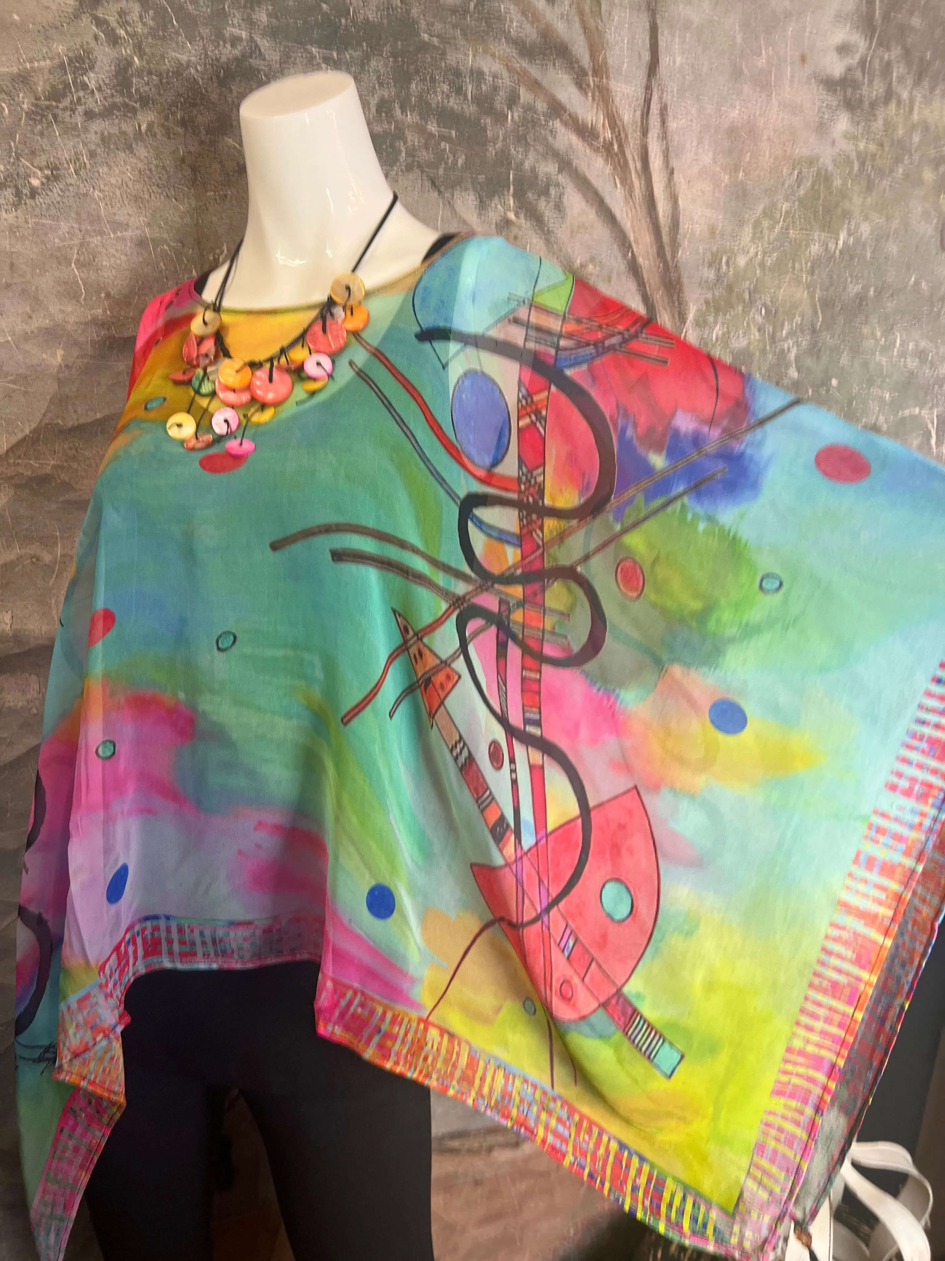 NP73 Silk Georgette Beaded Poncho Top-KLIMT