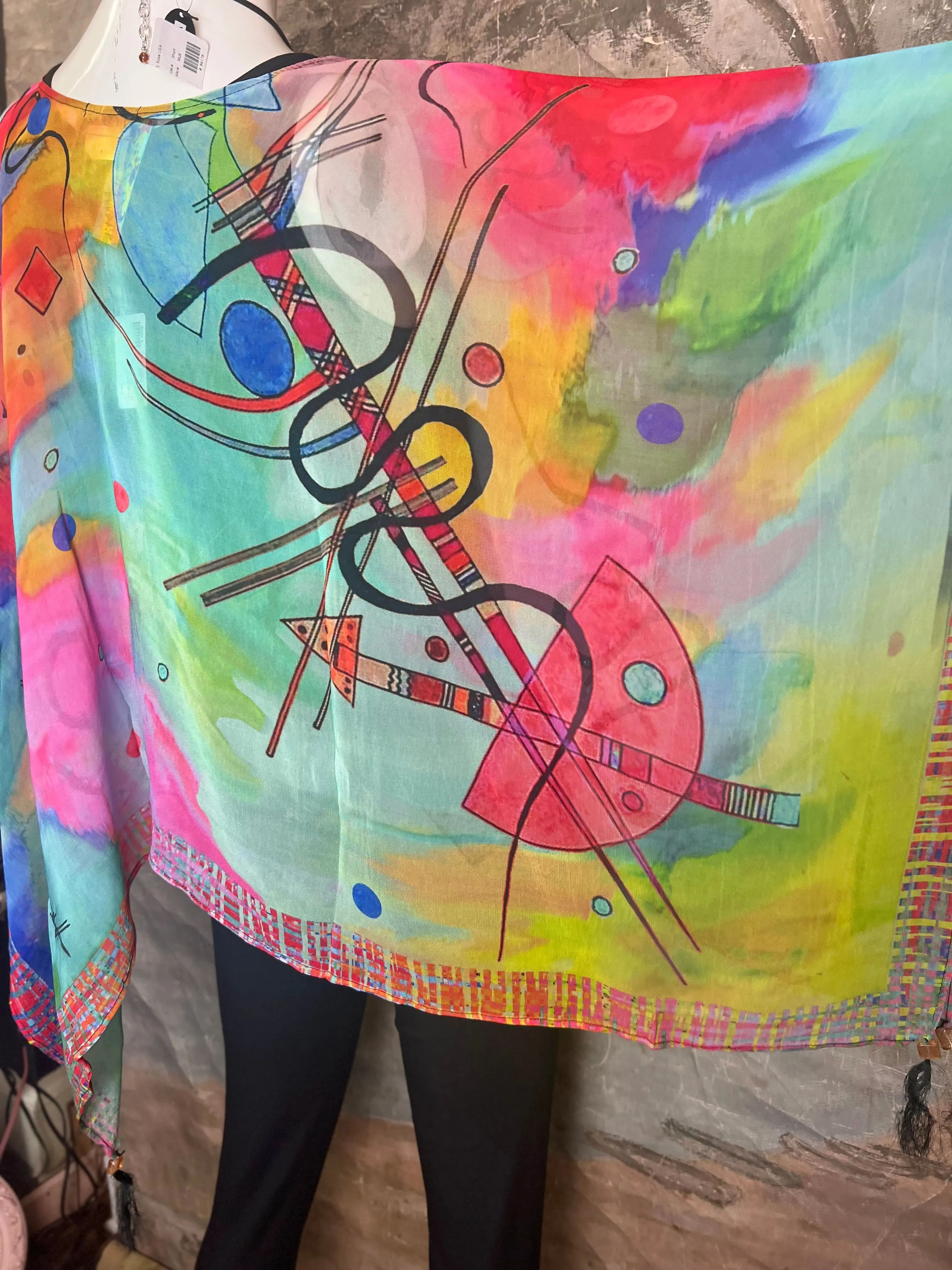 NP73 Silk Georgette Beaded Poncho Top-KLIMT