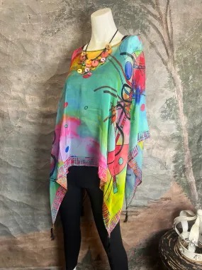 NP73 Silk Georgette Beaded Poncho Top-KLIMT