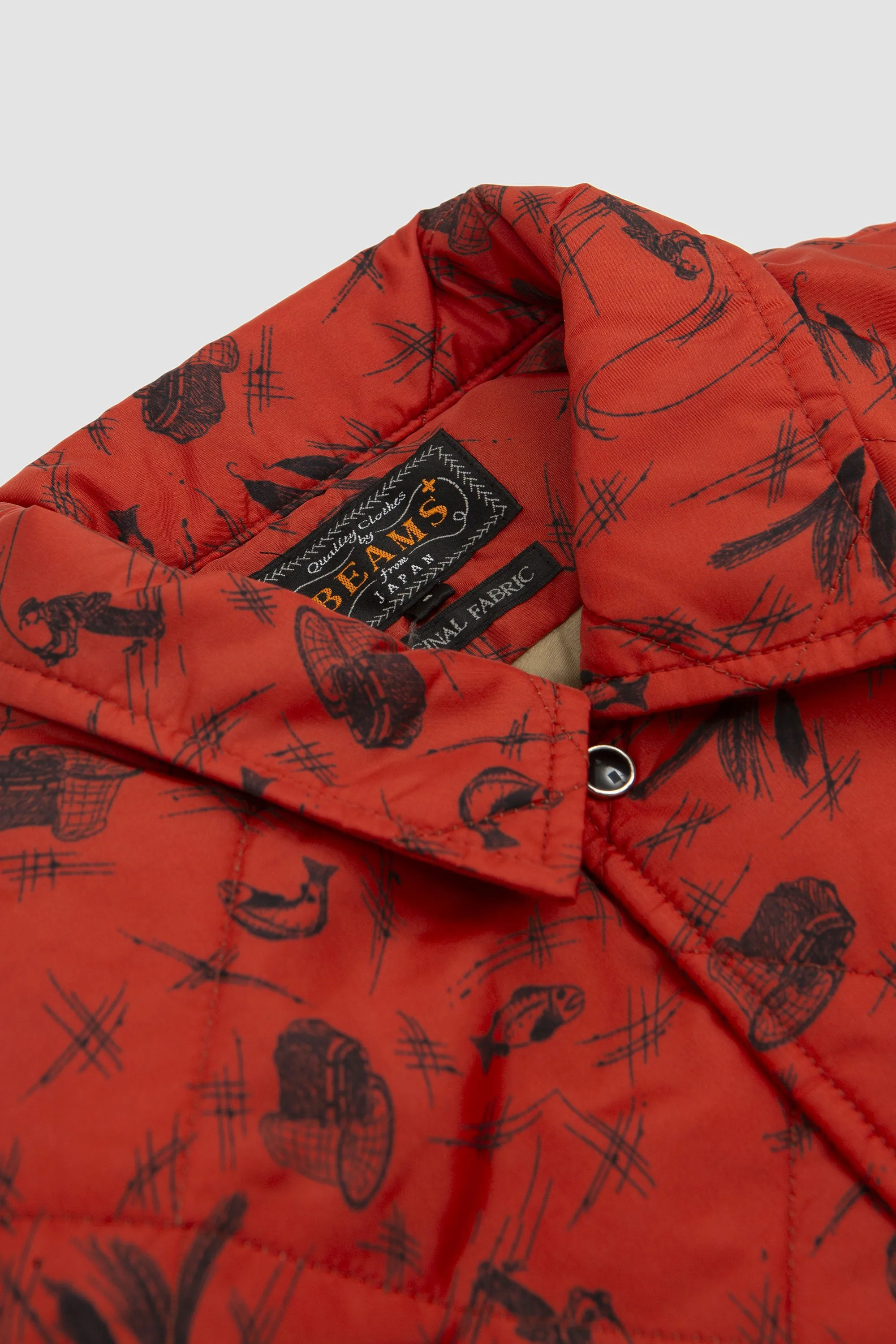 Nylon Quilt Shirt Jacket Rust