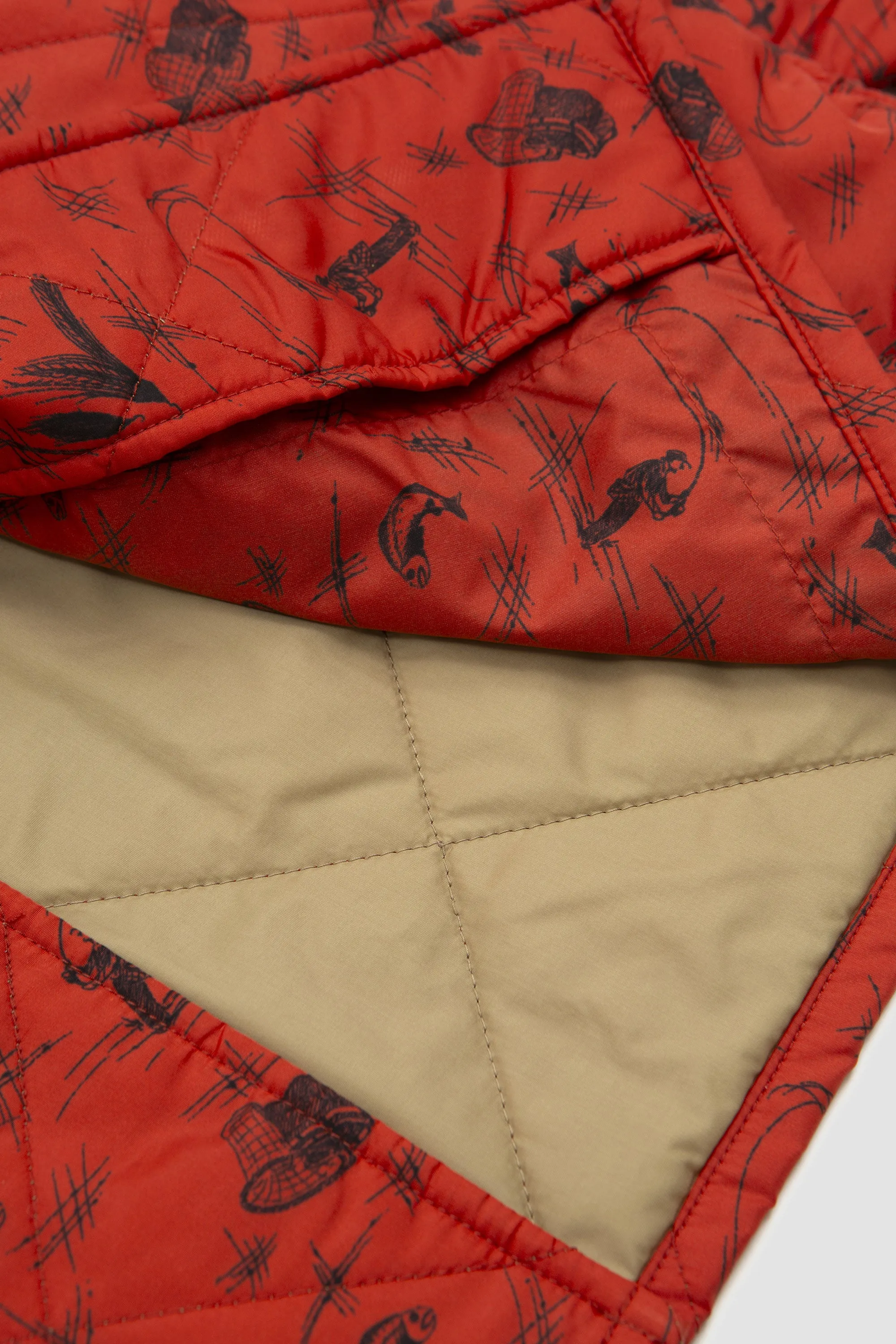 Nylon Quilt Shirt Jacket Rust