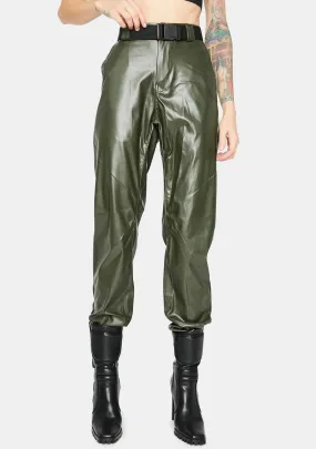 Olive Take The Lead Vegan Leather Joggers