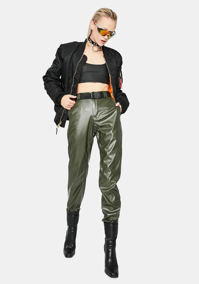 Olive Take The Lead Vegan Leather Joggers