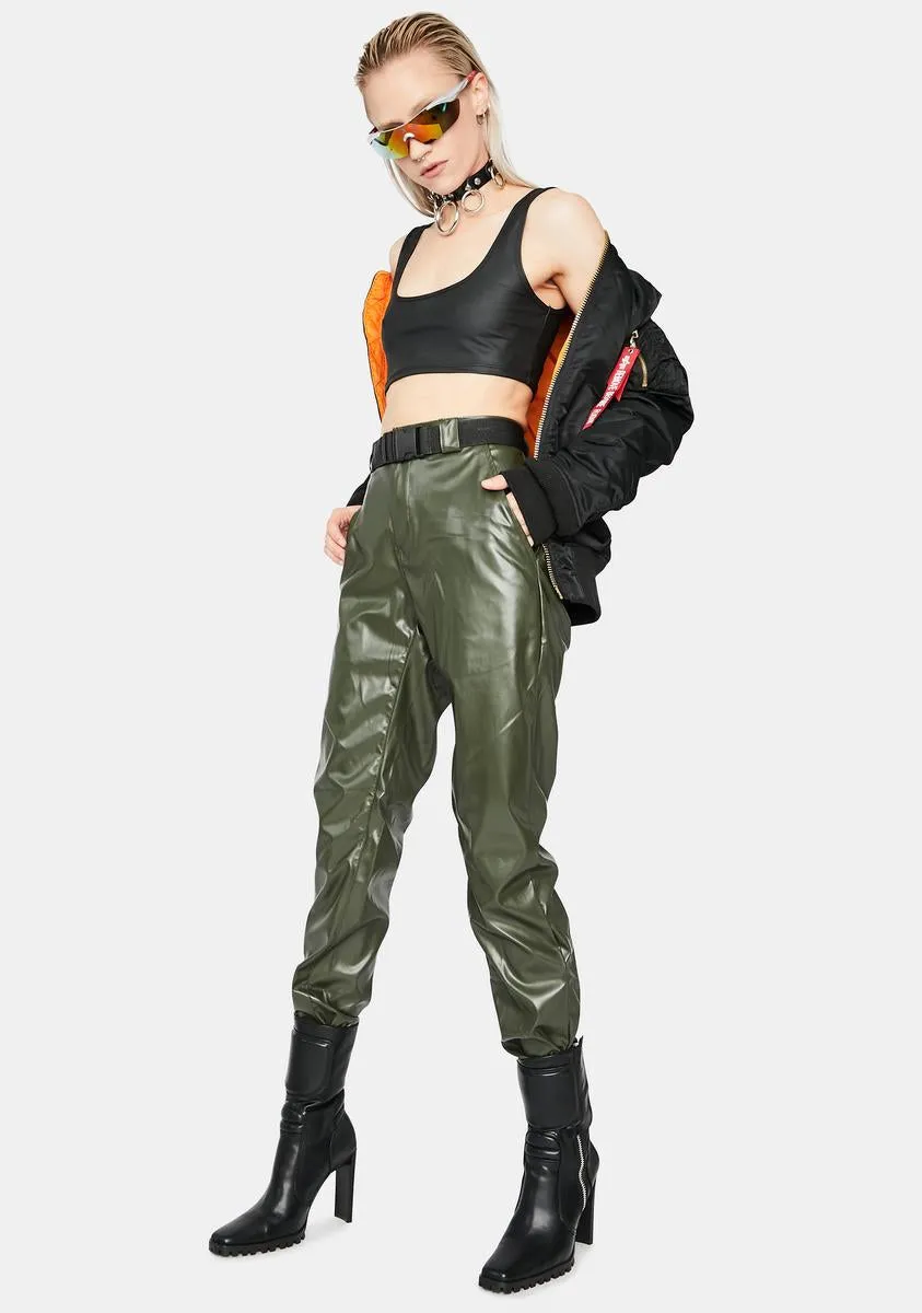 Olive Take The Lead Vegan Leather Joggers