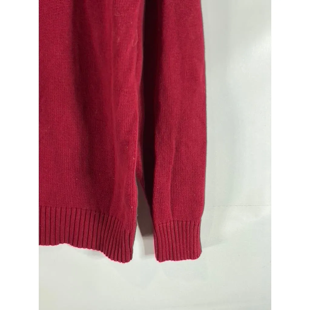 OSCAR DE LA RENTA Men's Red Knit Quarter-Zip Pullover Sweater SZ XL