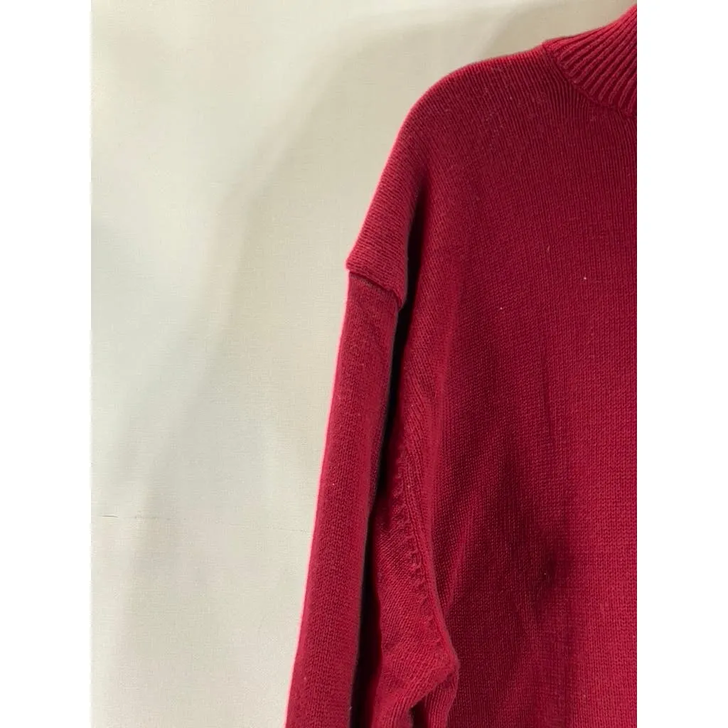 OSCAR DE LA RENTA Men's Red Knit Quarter-Zip Pullover Sweater SZ XL
