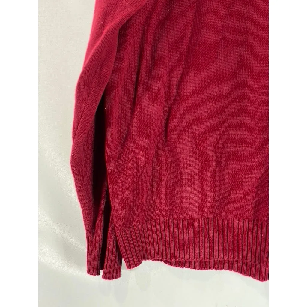 OSCAR DE LA RENTA Men's Red Knit Quarter-Zip Pullover Sweater SZ XL