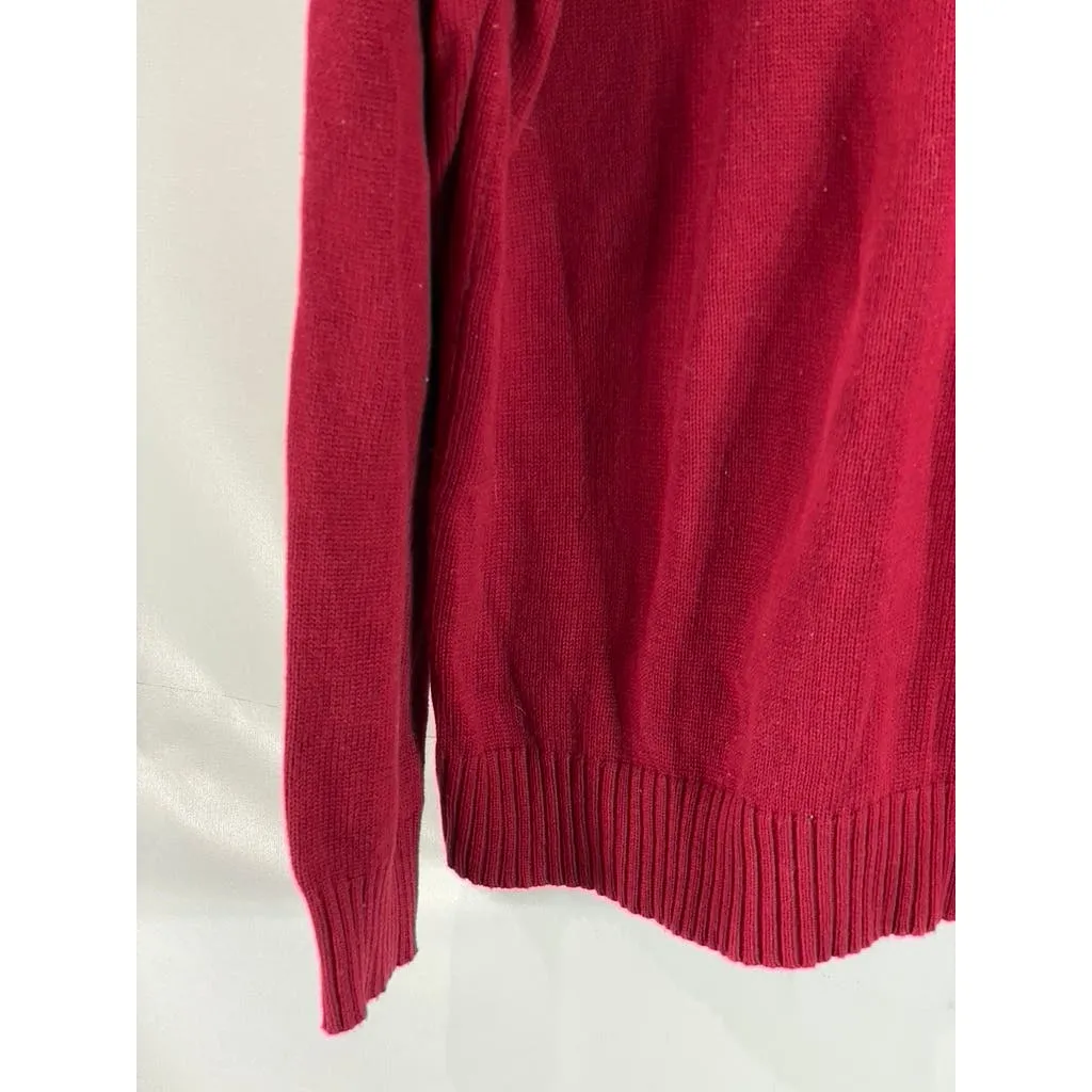 OSCAR DE LA RENTA Men's Red Knit Quarter-Zip Pullover Sweater SZ XL
