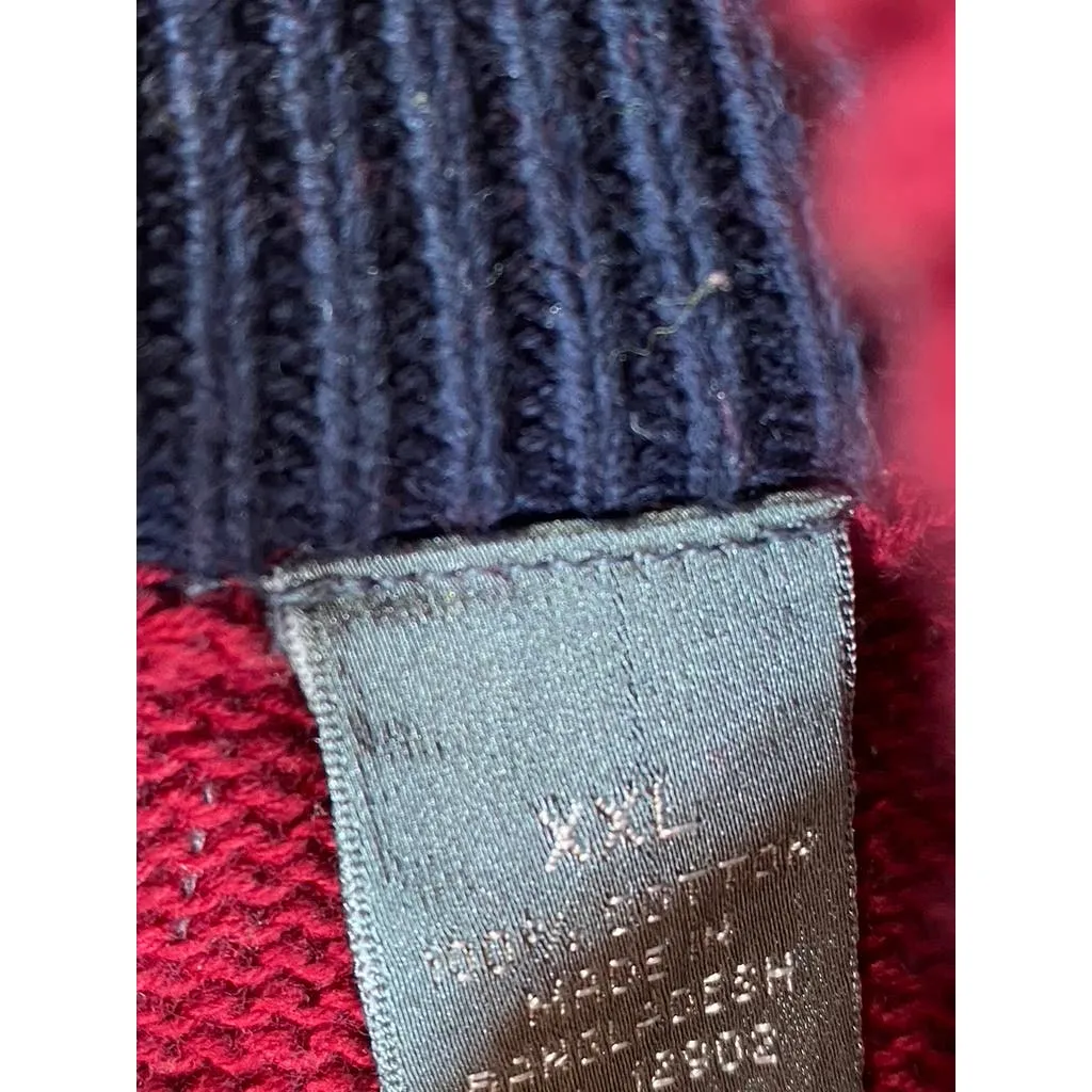 OSCAR DE LA RENTA Men's Red Knit Quarter-Zip Pullover Sweater SZ XL