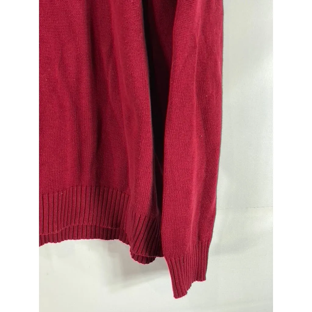 OSCAR DE LA RENTA Men's Red Knit Quarter-Zip Pullover Sweater SZ XL