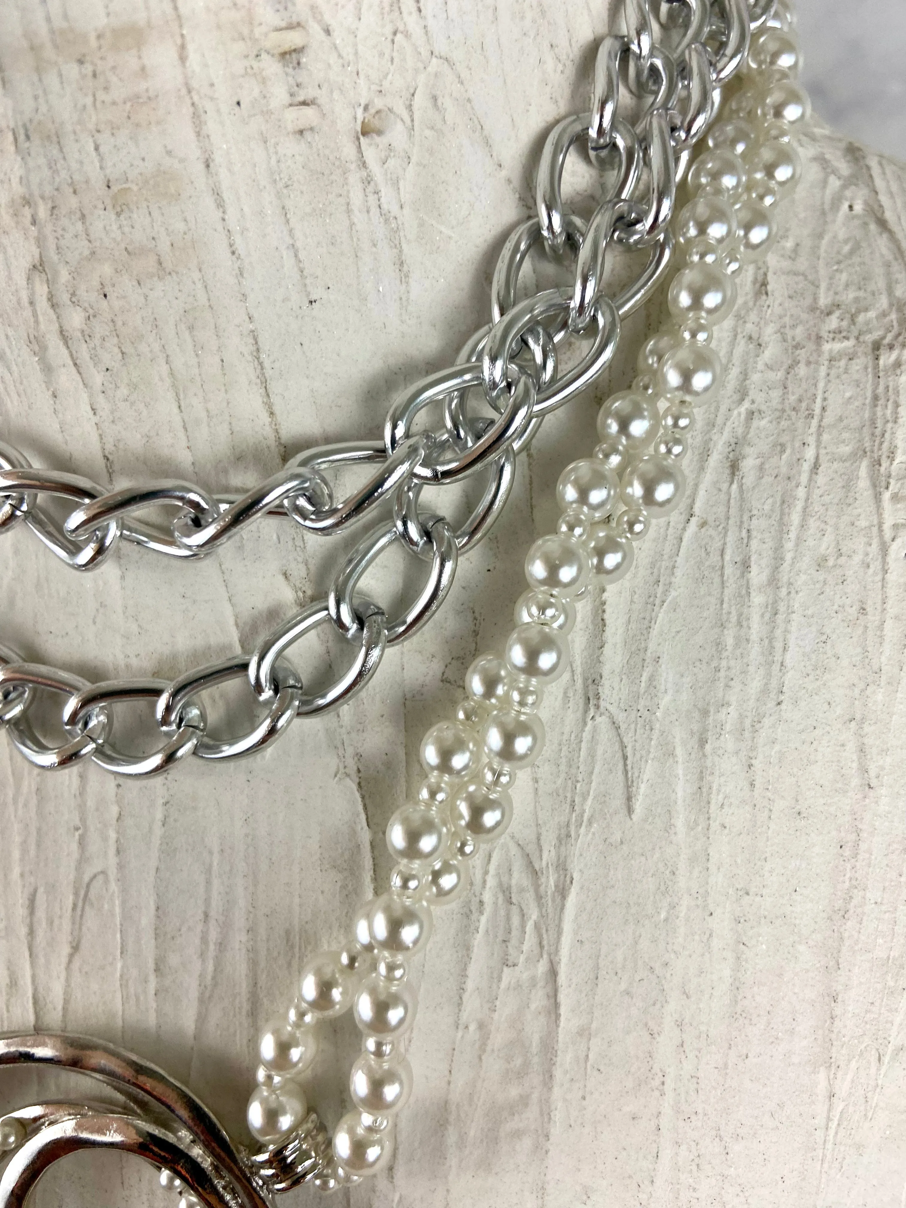 Pearl and silver waist belt