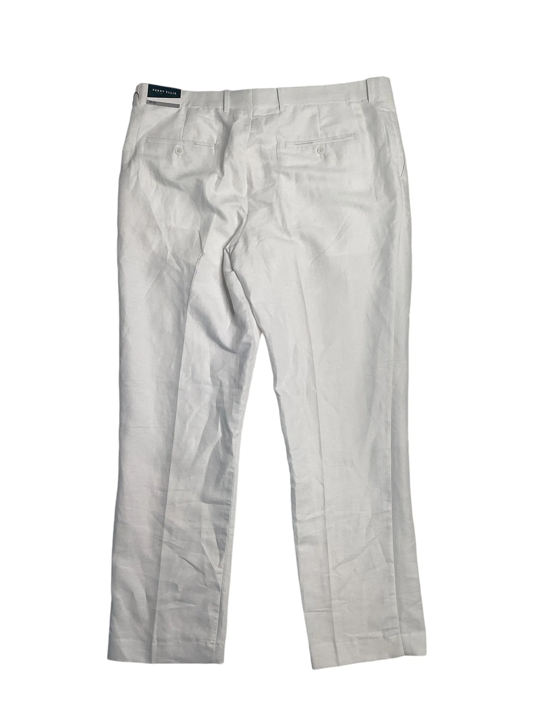 Perry Ellis Mens Regular fit Dress Pants 32 / 32 White Solid
