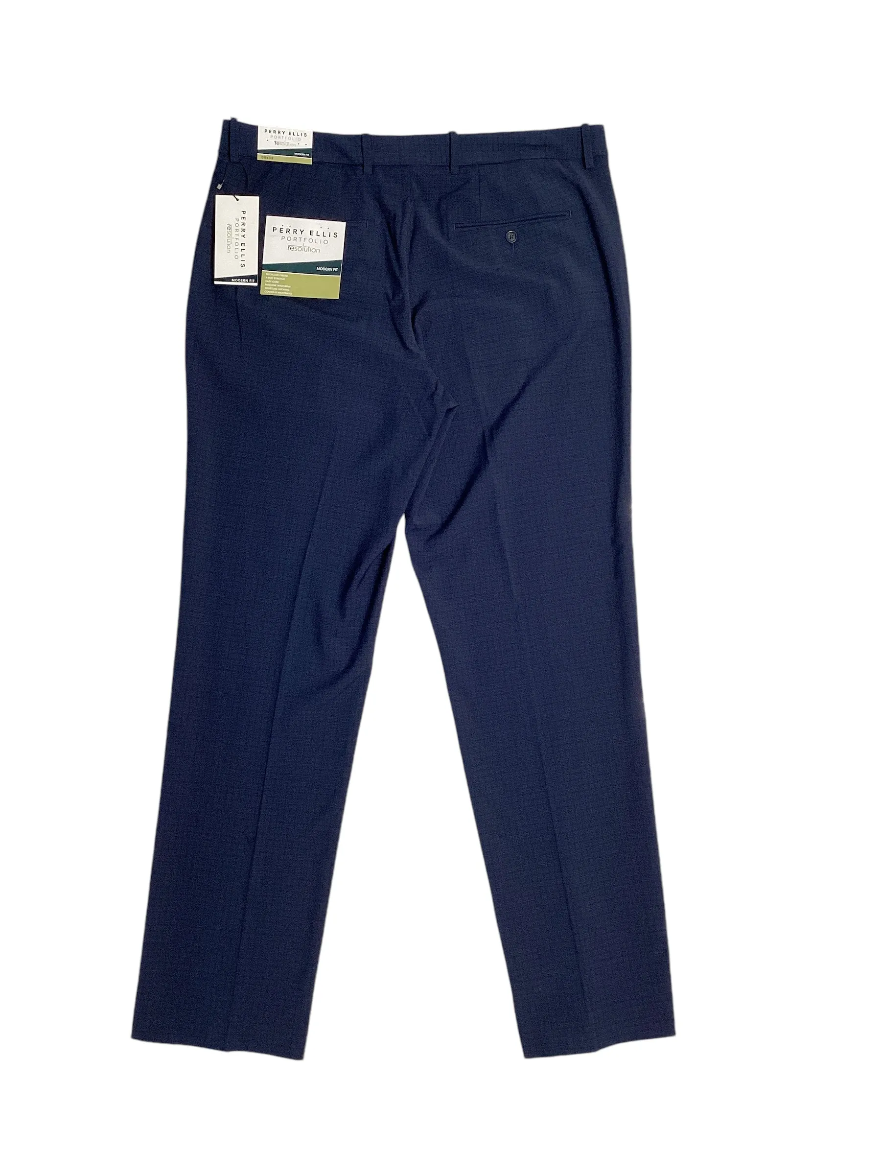 Perry Ellis Portfolio Mens Modern fit Dress Pants 36 / 32 Blue Plaid Stretch