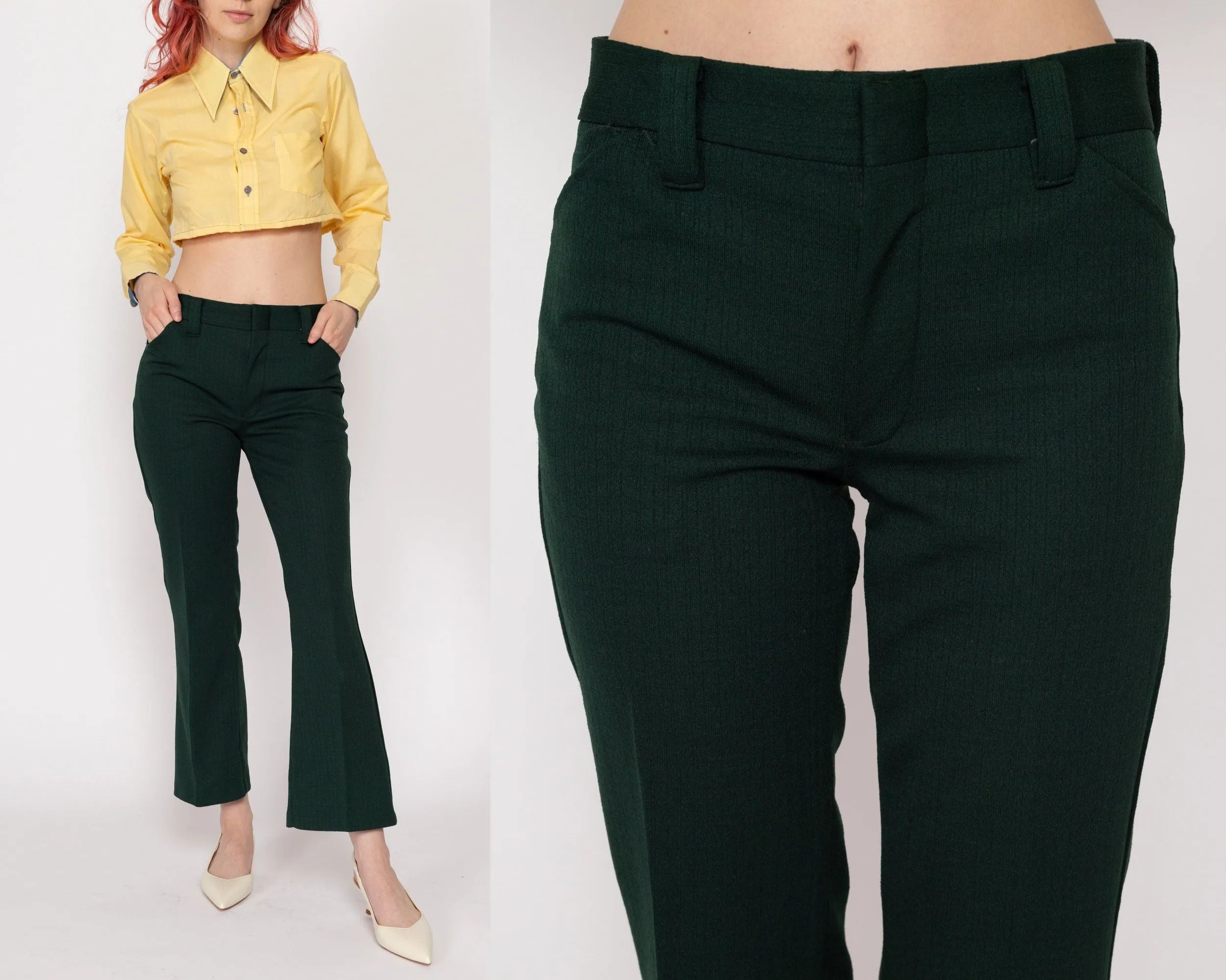 Petite XS 70s Forest Green Flared Trousers
