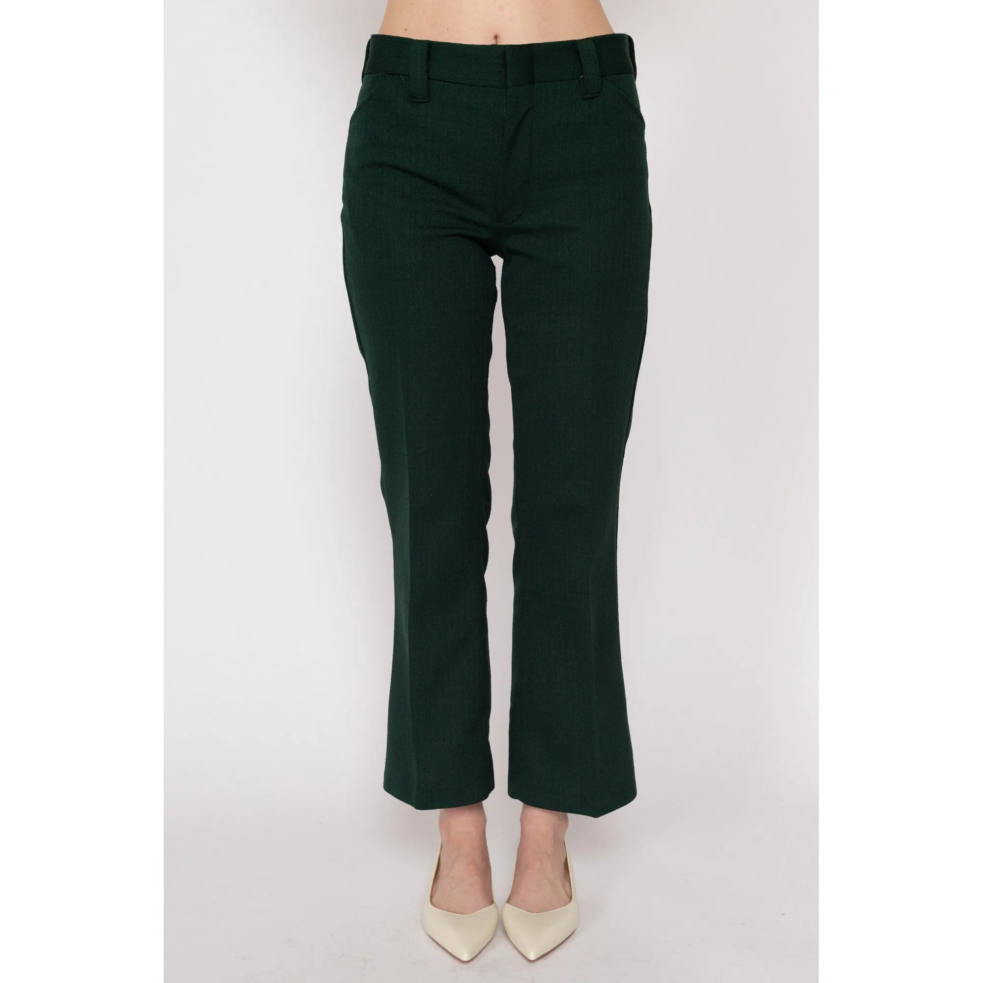 Petite XS 70s Forest Green Flared Trousers
