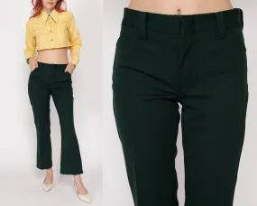 Petite XS 70s Forest Green Flared Trousers