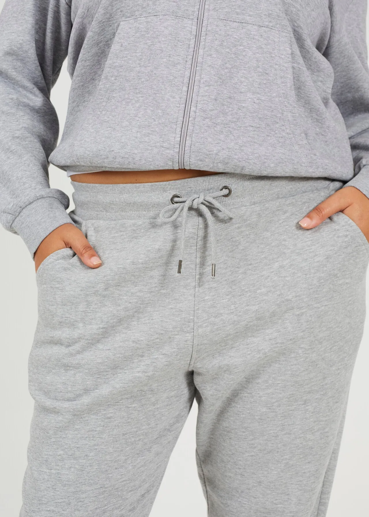 PLUS SIZE GREY MARL JOGGING BOTTOMS