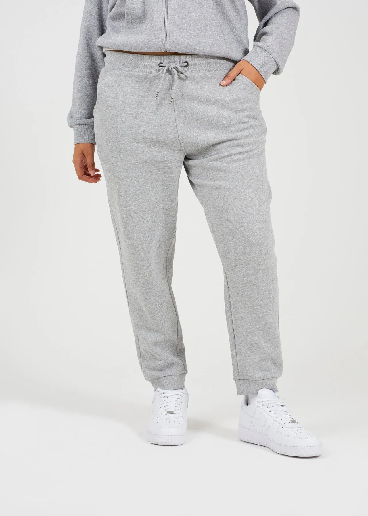 PLUS SIZE GREY MARL JOGGING BOTTOMS