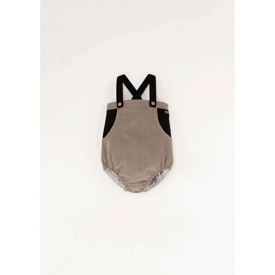 Popelin Taupe Romper Suit With Bib And Straps (MOD 7.2)