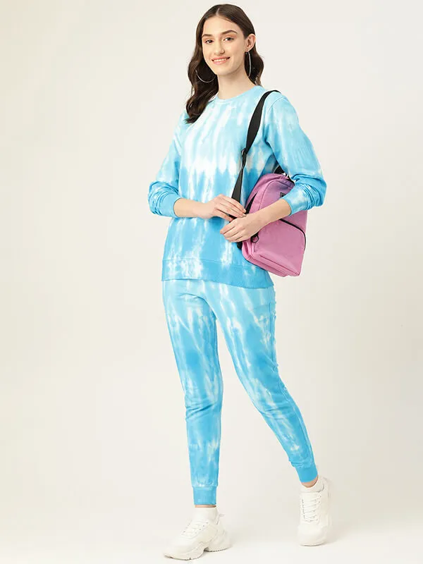 Pure Cotton Ombre Dye Blue Sweatshirt With Joggers