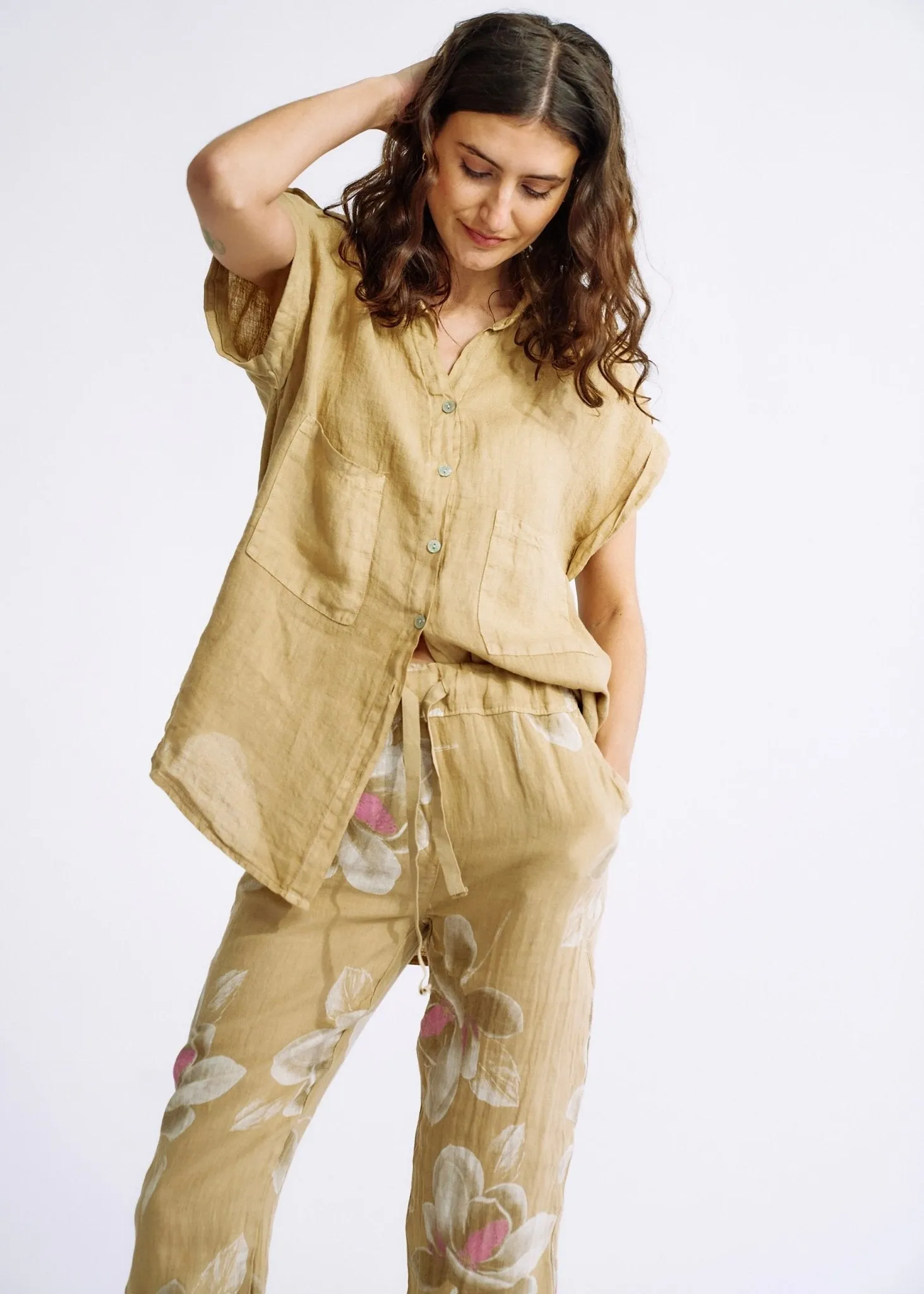 Pure Linen Italian Shirt in Cappuccino