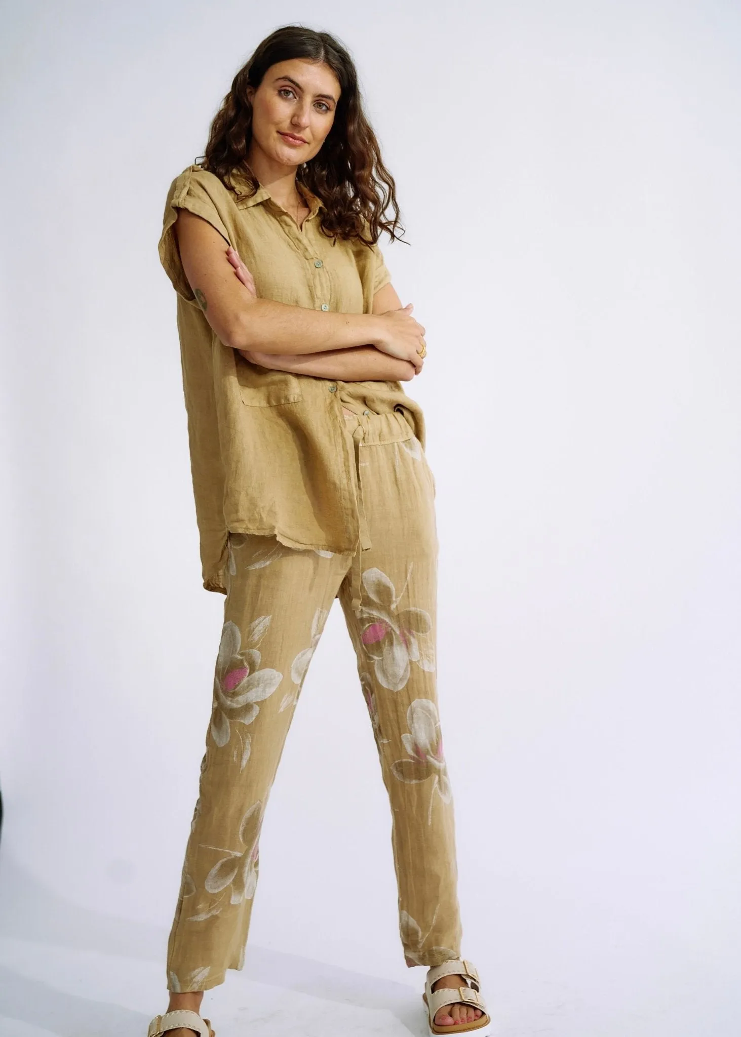 Pure Linen Italian Shirt in Cappuccino