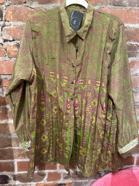 Pure vintage silk pants - green/rasberry (Copy)